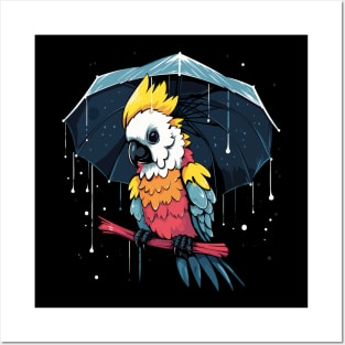 Cockatoo Rainy Day With Umbrella Posters and Art